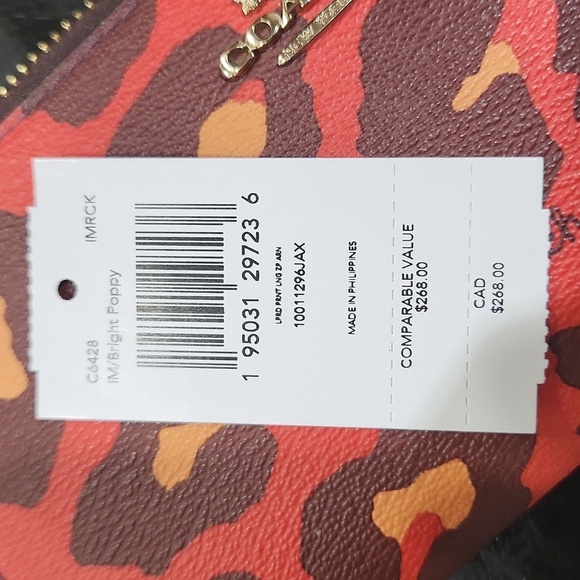 🔹️Coach🔹️ Long Zip Around bright poppy Leopard Print wallet ✨️ - Picture 4 of 4